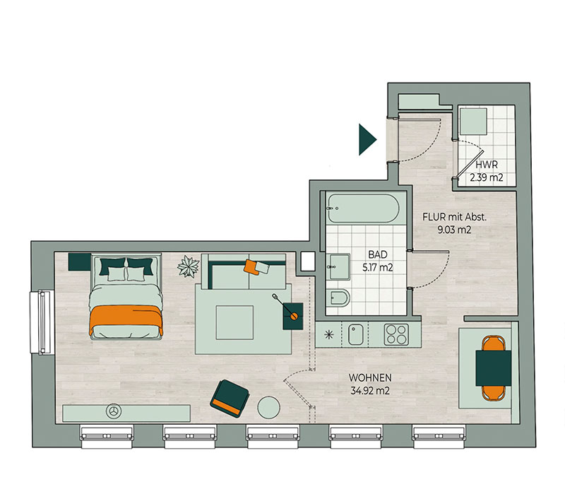 Grundriss Wohnung 1
