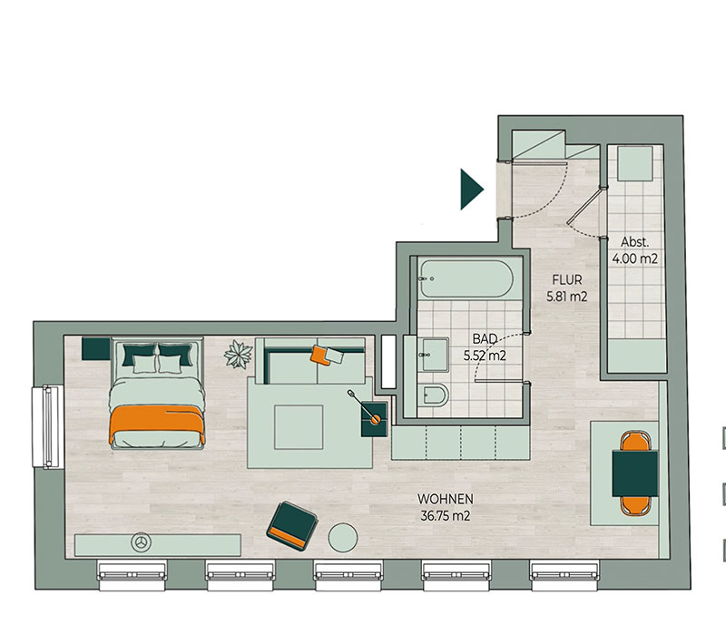 Grundriss Wohnung 1