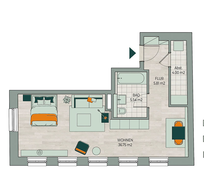 Grundriss Wohnung 1