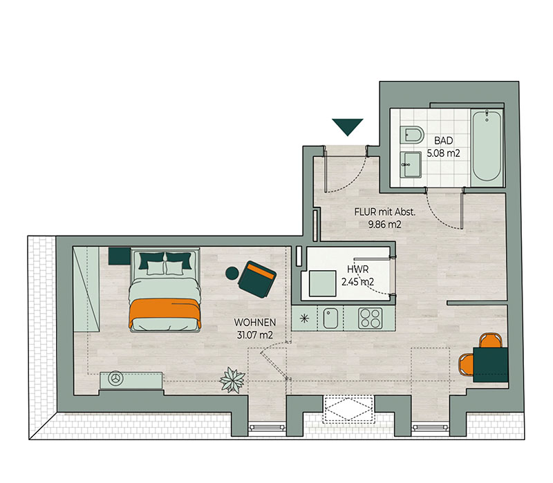 Grundriss Wohnung 1