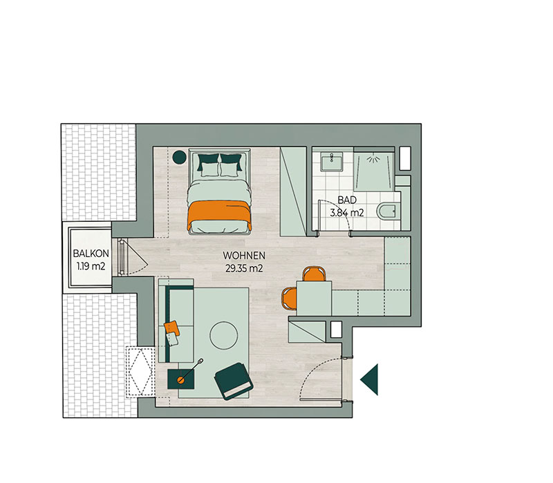 Grundriss Wohnung 1