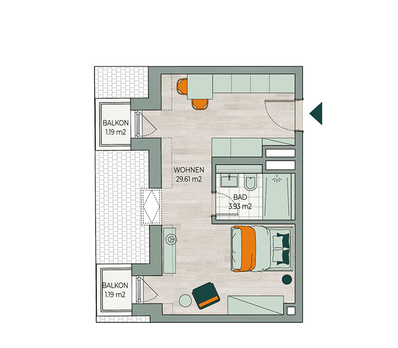 Grundriss Wohnung 1