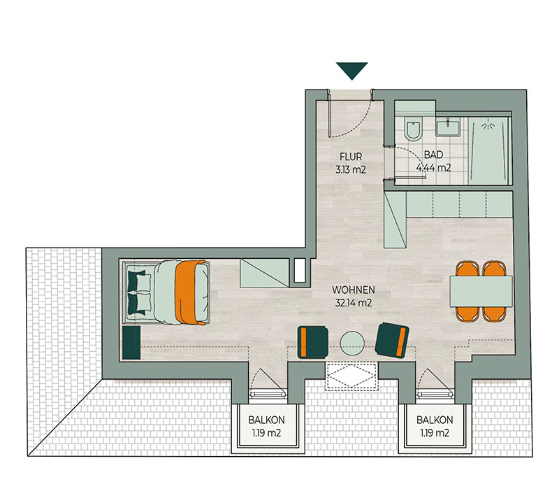 Grundriss Wohnung 1